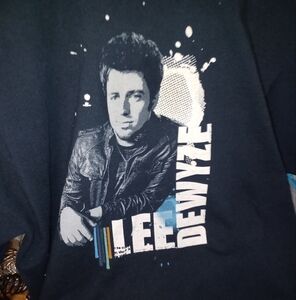 Black Graphic Tee with Blue and White Design